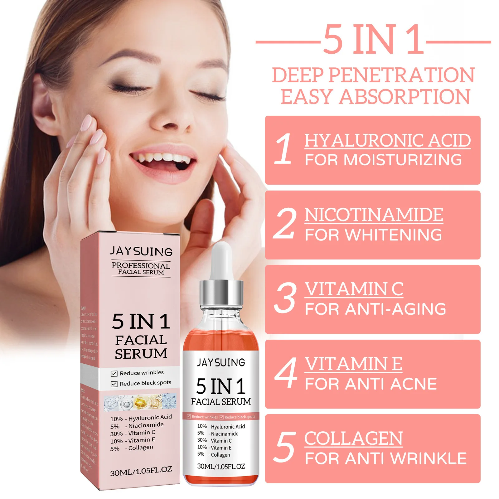 5 في 1 سيروم ترطيب الوجه ترطيب - مراجعة Hyaluronic Acid Facial Serum وسعره